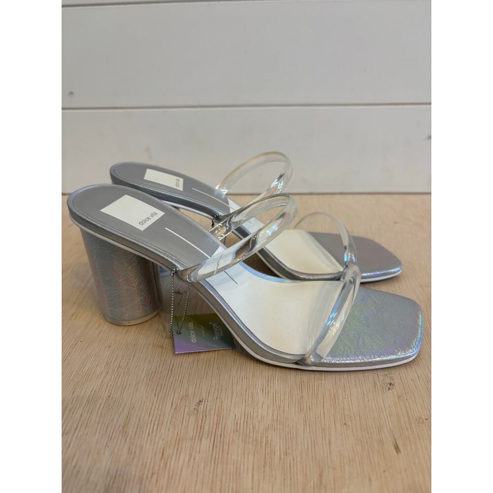 Dolce Vita Women’s Trevor Project Crystal Silver Jelly Strap Heels Size 8.5